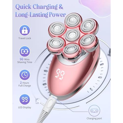 Electric Razors for Women Legs:Cordless Electric Shaver for Women-Wet Dry Womens Electric Shaver-Rechargeable Body Shaver for Smooth Leg Shaving (Pink)