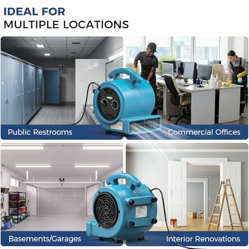ALORAIR Medium Air Mover Floor Fan - Fast Drying Blower, 1000 CFM, 3 Speeds