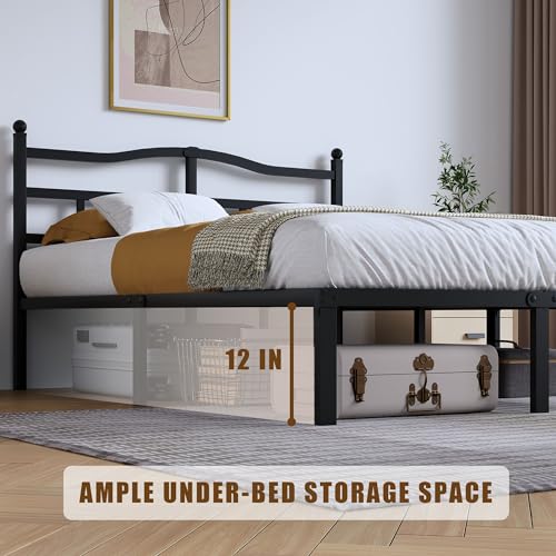 Full Size Metal Bed Frame with Headboard - 14 Inch Heavy Duty Platform Bed, Noise-Free, Easy Assembly