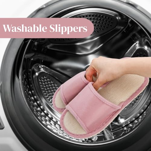 Washable Guest Slippers 10 Pack Open-Toe Non-Slip Spa Slippers Bulk Bulk with Thick Sole