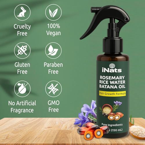 iNats Rosemary Water Spray for Hair Growth - 5 Fl Oz, Nourishing Hair & Scalp