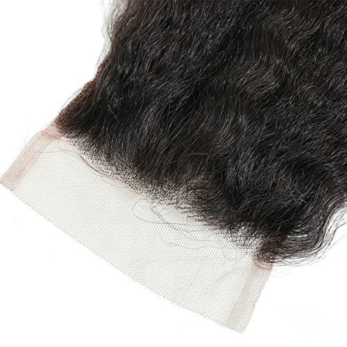 12 Inch Human Hair Lace Closure 4x4 Kinky Straight Natural Color Free Part