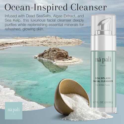 Na Pali Pure Hydrating Facial Cleanser with Dead Sea Salts & Green Tea - pH-Balanced, All Skin Types, 6.7 fl oz