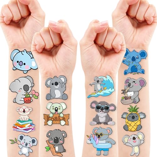 96PCS Koala Temporary Tattoos for Kids - Cute Birthday Party Supplies, Fun Stickers for Boys & Girls, Classroom Prizes, Themed Party Favors, Fun Kids Gifts
