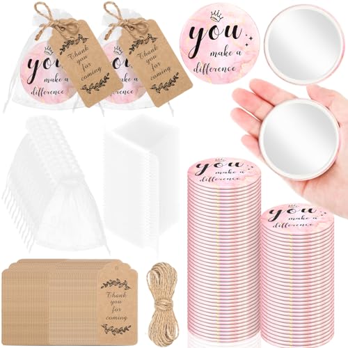 Women’s Rose Gold Compact Mirror Set with Inspirational Messages - 50 Pieces Gift Bulk