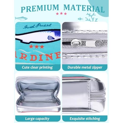 Cessfle Canned Sardines Makeup Bag, Funny Sardine Tin Fish Cosmetic Bag, Creative Cute Makeup Bag Kawaii Pencil Case Pouch, Coquette Make up Pouch for Women¡¦