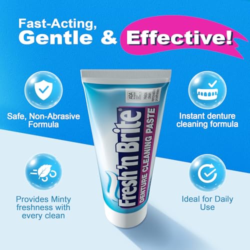 Fresh 'n Brite Denture Cleaner Paste with Dual Action Formula 3.8 oz Pack of 6