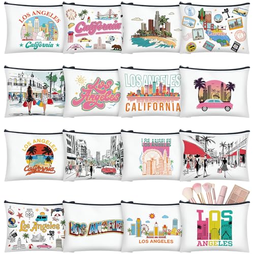 Los Angeles Cosmetic Bag Set - 16 Travel Makeup Pouches for Women & Gifts Variation of THIS Listing