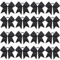 Large Glitter Cheer Bows for Cheerleaders with Elastic Hair Ties - Black