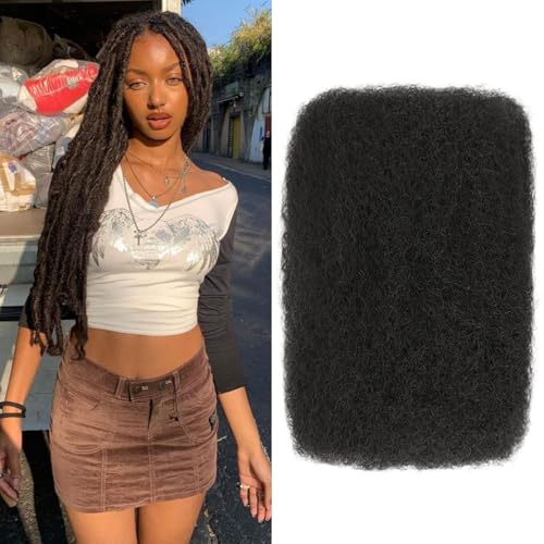 18 Inch Afro Kinky Human Hair Extensions for Dreadlocks & Braids - Natural Black - 1 Pack