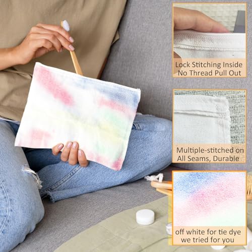 Large White Makeup Bag Set 30 Pouches - 9x7'' Customizable Cotton Canvas