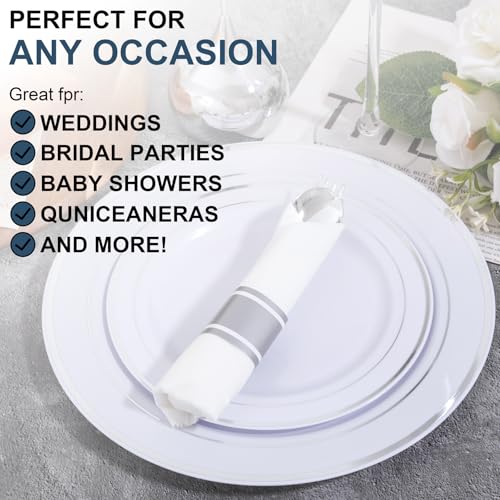 200 Pack Silver Disposable Cutlery Set with Napkins - Heavy Duty, Wedding & Party Utensils - Joyido