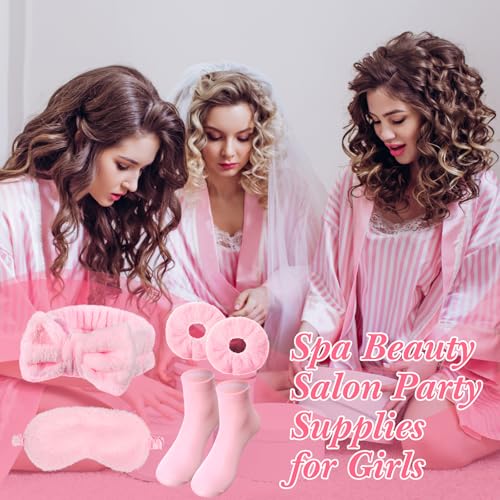 Pink Spa Party Favors Set - Sleepover Gifts Includes Headbands Masks Socks & Organza Bags