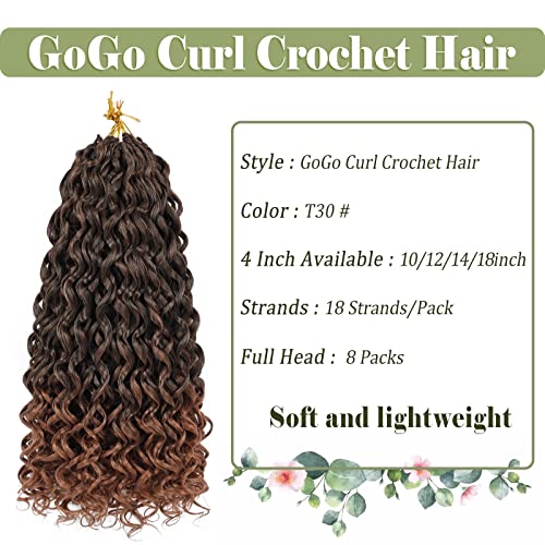 Vomella GoGo Curl Crochet Hair 8 Packs Water Wave 18 Inch Curly Synthetic Extensions T30