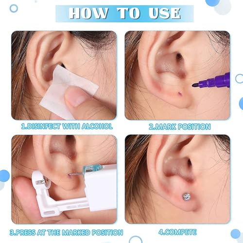 Disposable Ear Piercing Gun Kit - Judero 72Pcs Self Piercing & Earrings Set (203-24pack)