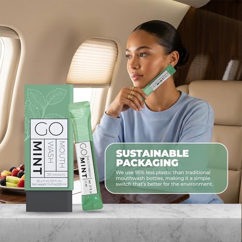 Exershield Travel Size Mouthwash Packets 0.37 Fl Oz - Pack of 40 - TSA Compliant, Alcohol-Free, Fresh Breath