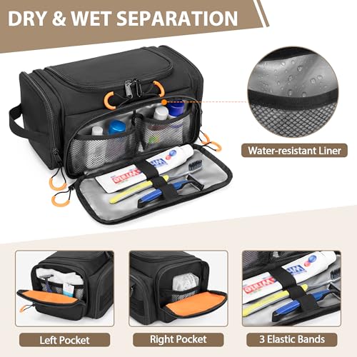 Prokva Black Tactical Toiletry Bag for Men, Hanging Travel Dopp Kit