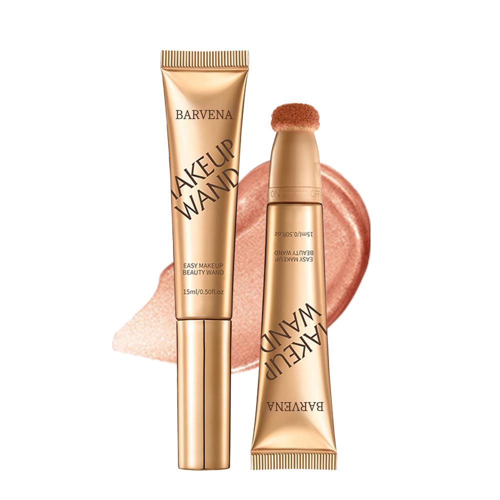 BARVENA Liquid Highlighter Wand，Liquid Highlighter Makeup Wand For Luminous, Glowing Skin, Buildable Formula, Vegan & Cruelty-Free Highlighter stick (Rose Ember)