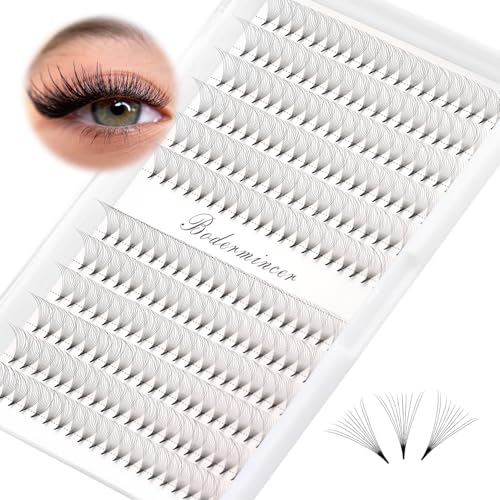 Short Stem Nature Long 10D Premade Fans Dramatic Volume Eye Lashes Extensions Thickness 0.07mm D Curl Soft and Light Weight Individual False Eyelashes Cluster (14MM)