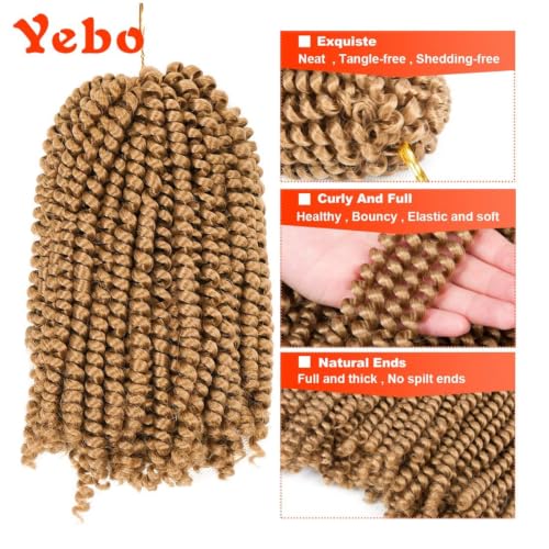 Spring Twist Crochet Braiding Hair Extensions 8 Inch 4 Pack Ombre