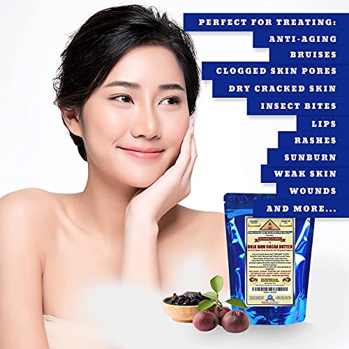 ANCIENT HEALTH REMEDIES Organic Unrefined Raw NATURAL COCOA (CACAO) BUTTER BLOCKS Bulk Size Rich Chocolate Aroma For Lip Balms Stretch Marks DIY Base for Body Butter (8oz)