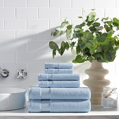 Misty Blue Bath Washcloths 12 Pack - Super Soft 100% Cotton, Quick Dry & Absorbent