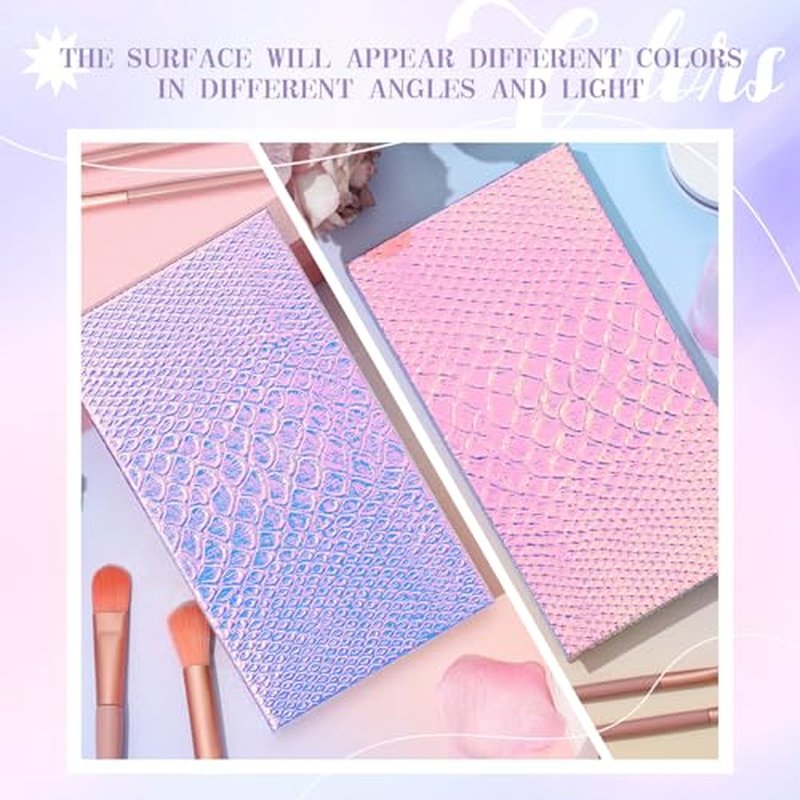 2 Pieces Magnetic Mermaid Empty Palette with Mirror and 36 Pcs Adhesive Metal Stickers Large Mermaid Makeup Empty Palette for Eyeshadow Lipstick Blush Powder