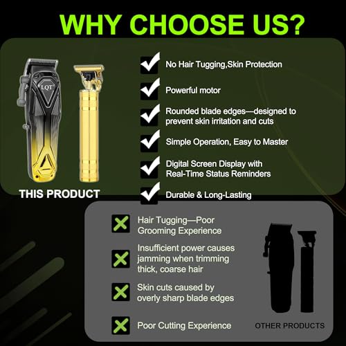 LQT Yellow Cordless Hair & Beard Trimmer Set for Men - Barber-Grade, Low Noise, USB Charging