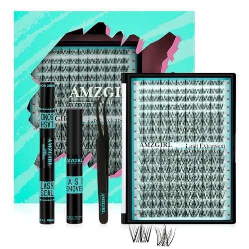 Natural Lash Clusters Kit 160Pcs Manga Eyelash Extensions Kit with Invisible Band D Curl Wispy Clusters Lashes with Waterproof Lash Bond and Seal, Lash Remover and Tweezer(Angel Baby Kit-Mix8-16mm)