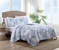 Queen Reversible Cotton Quilt Set with 2 Shams - Breathable All-Season Bedding