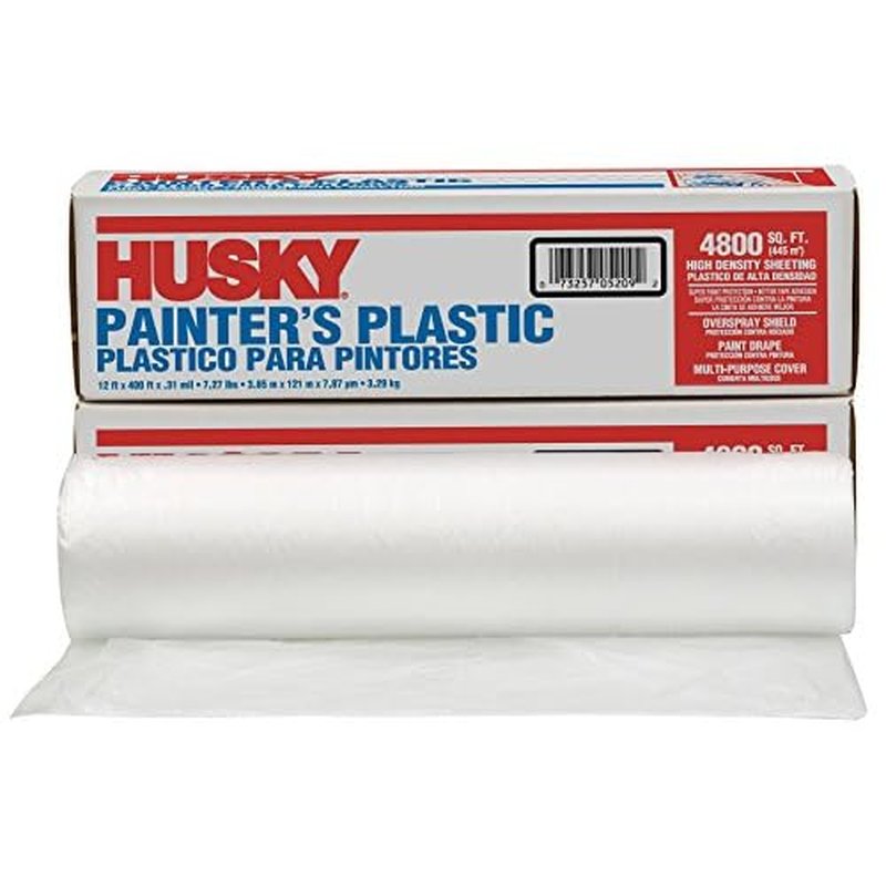1-Roll of 12' x 400' Poly-America 03512H Husky Clear .31-Mil High Density Painter's Plastic