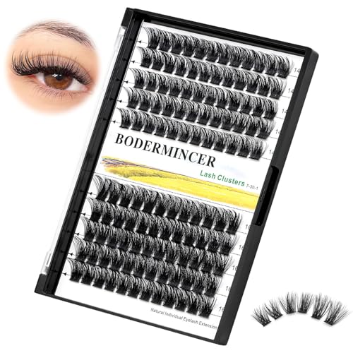 Bodermincer 120 Clusters 10mm+12mm/12mm+14mm Mixed Lash Cluster False Eyelash Individual Cluster EyeLashes Grafting Fake False Eyelashes Eyelash Extension (M01-Black-16mm)