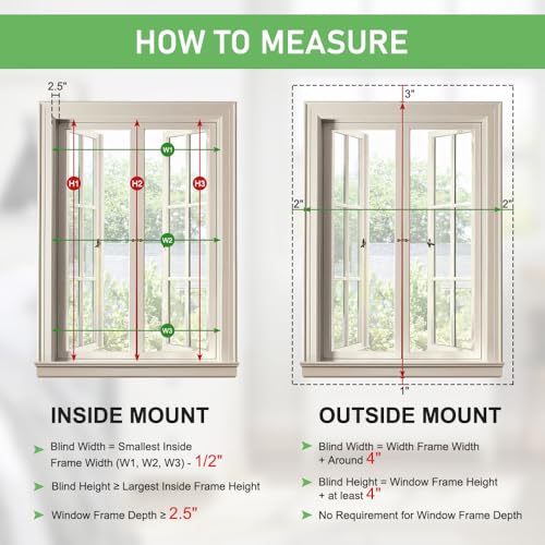 Faux Wood Blinds for Indoor Windows - 58x60 Inch White Cordless Room Darkening Shades with Crown Valance