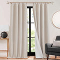 RYB HOME 3-in-1 Soundproof Blackout Linen Curtains, 52 x 84 inches, Taupe, Pack of 2