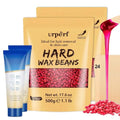 Hard Wax Beads for Coarse Hair, Sensitive Skin, Body, Facial, Brazilian Bikini, Legs, 2.2 lb Wax Kit with 60g Care Cream & 24 Applicator Sticks for At Home Hair Removal