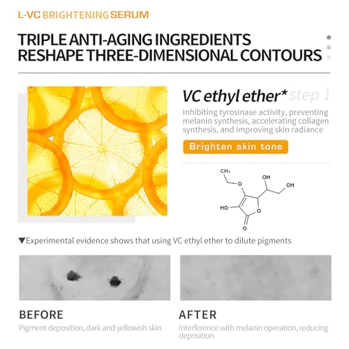 DEleventh Korean Brand Vitamin C Brightening Face Serum 37ml / with 3-O-Ethyl Ascorbic Acid, Niacinamide and ¥á-Arbutin, Reduce Dark Spots and Fine Lines, Enhance Elasticity, Hydrate, and Protect Skin