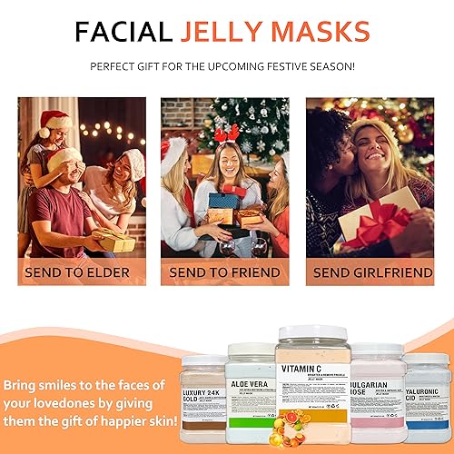 Orange Jelly Mask Powder for Facials, Vitamin C Brightening & Nourishing, DIY Peel-Off Spa Mask, 23 Fl Oz