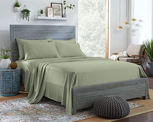 Eucalyptus Bed Sheets King Size Set - Sage, 4 Pieces, Deep Pockets, Soft & Breathable