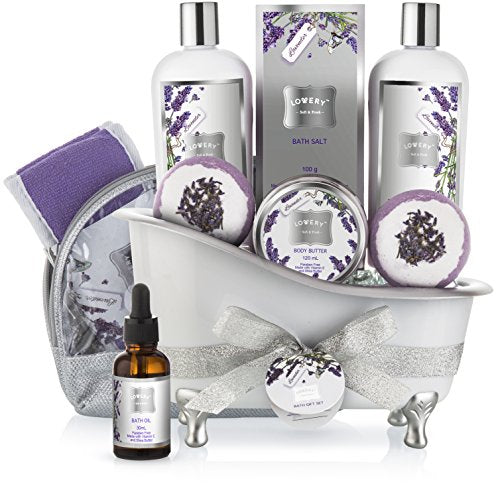Luxury Bath Gift Set for Women with Bath Bombs, Salts, Body Lotion & More