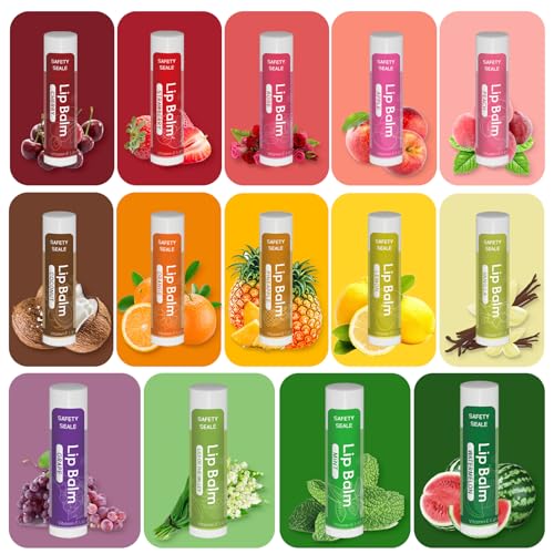 Bulk 98 Pack Natural Lip Balm with Vitamin E & Coconut Oil - 14 Flavors, Moisturizing & Soothing - Variation of THIS listing
