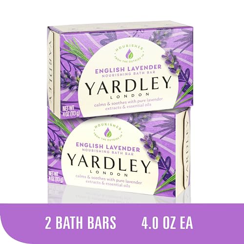 Yardley London Nourishing Bath Soap Bar English Lavender, Calms & Soothes with Pure Lavender Extracts & Essential Oils 4.0 oz Bath Bar, 2 Soap Bars (Pack of 2)