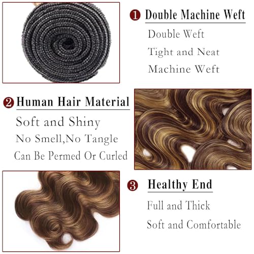 Lagalaga 24 Inch Blonde Highlight Human Hair Extensions Double Weft Brazilian Virgin Hair