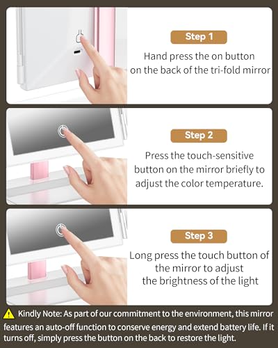 BERTHALESS White Makeup Vanity Mirror with Lights 1X-3X Magnification Touch Control