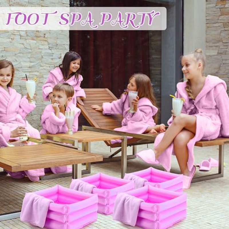 12 Pcs Foot Spa Kit for Girls Kids 12.5''x12.5''x8.3'' Foot Care Bath and 12''x28'' Hand Towels Washbasin Salon Towels Portable for Sleepover Spa Swim Birthday Party Supplies(Light Purple)