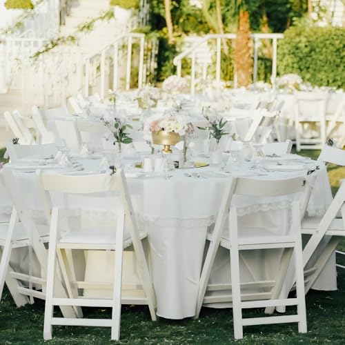 White 120 Inch Round Tablecloth 10 Pack - Stain Resistant & Wrinkle-Free Polyester for Wedding & Events