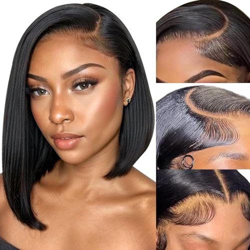 Blonde 8-Inch Human Hair Bob Wig with HD Lace Pre Plucked Glueless Short Style for Black Women