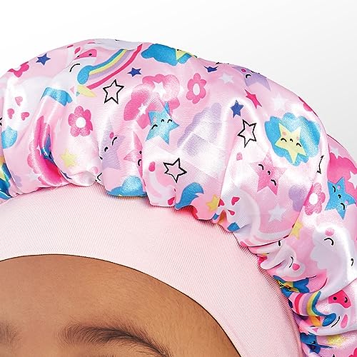 KISS COLORS & CARE Toddler Unicorn Silky Satin Hair Bonnet - Super Soft Bre