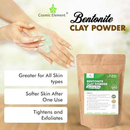 Calcium Bentonite Clay Powder 8oz - Pure Food Grade Skin Detox Mask - Vegan & Healing