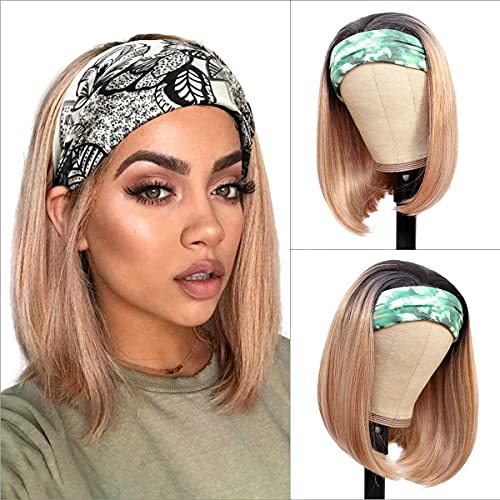 12 Inch Short Bob Headband Wig for Women - Synthetic Glueless Heat-Resistant Hairpiece T1B/627