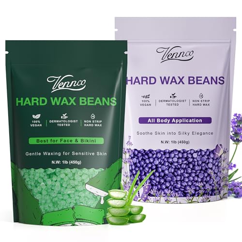 Hard Wax Beads,1LB Aloe + 1LB Lavender Hard Wax For Hair Removal,Gentle on All Skin Types